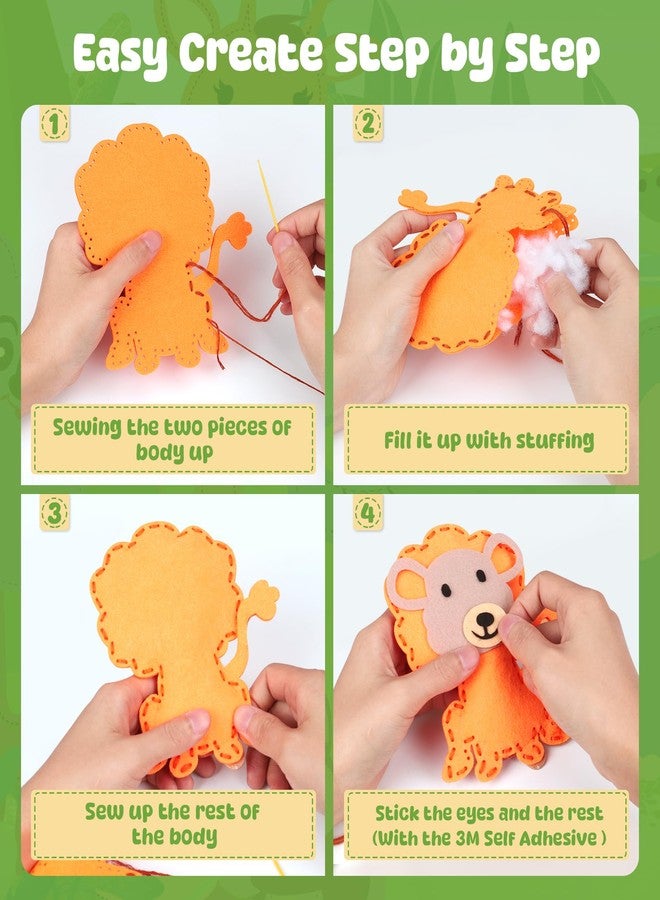 YEETIN Sewing Kit for Kids Ages 6+, Beginner Felt Sewing Craft Kit, DIY Jungle Stuffed Animals Making Set, Learn to Sew Gifts for Birthday - Image 4